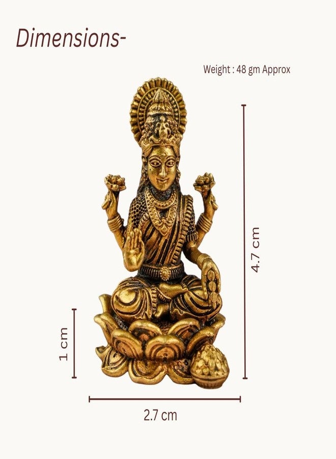 RITUALISTIC Pure Brass Laxmi Idol - 2 inch Height | Divine God Idols for Home Décor | Car Dashboard Decoration Item | Corporate Gifting | Diwali Gift for Housewarming, Festivals & Pooja | Handcrafted - Image 2